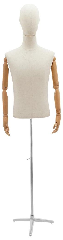 Herren-Schaufensterpuppe - Oberkörper-Torso - Höhenverstellbar 135–193 cm - Dreibeinstativ - Metall - Für Laden/Schaufenster - Silber