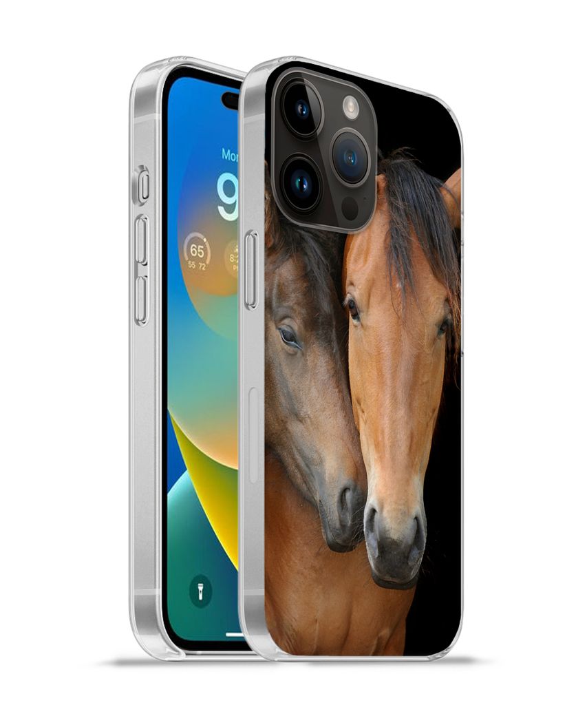 MuchoWow Handyhülle Schutzhülle Hülle für Apple iPhone 14 Pro Max Pferde - Liebe - Braun Silikon Softcase Handy Hülle - Hardcover