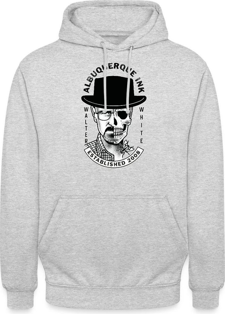 Spreadshirt Breaking Bad Albuquerque Ink Walter White Uni Hoodie, S, Hellgrau meliert