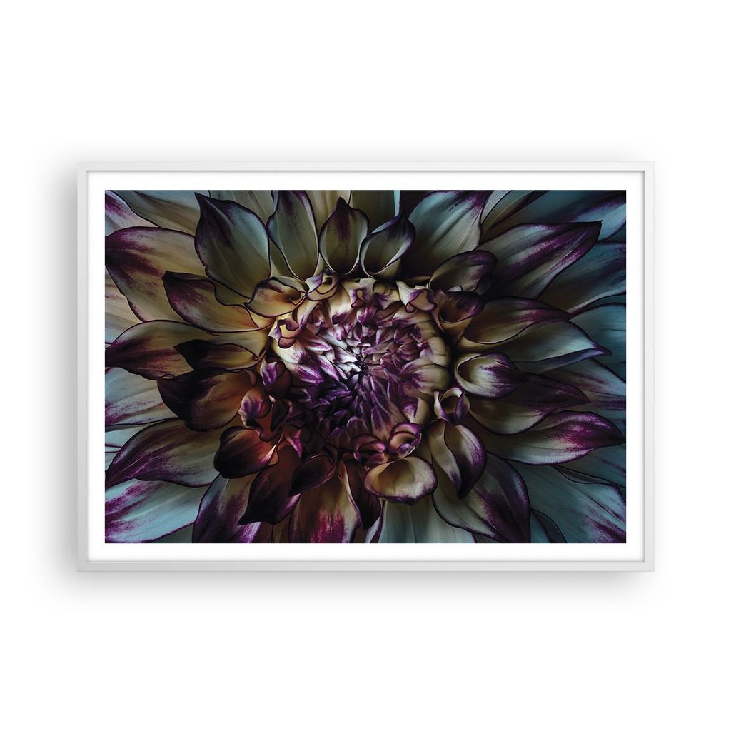 Gerahmtes Poster - Weißer Rahmen - Blätter Agave Blume - 100x70 cm - Wand Bild - Wanddeko - Wandbilder - Kunstposter - Wandposter - Bilderrahmen ...