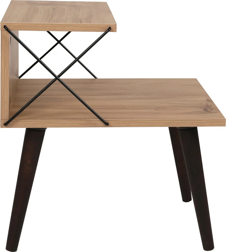 Tavolino Bergen 2 Ripiani 50x40x55cm - Mobiletto Salvaspazio Legno