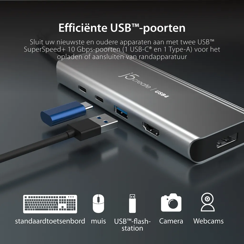 Câble USB-C vers USB-C 3.2 Argent j5create JCD401 pour Transfert Rapide - 17