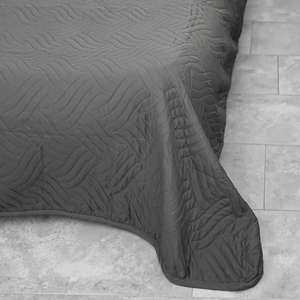Elegante einfarbige Tagesdecken, Sofaüberwurf 240x220 cm aus 100% Polyester Anthrazit