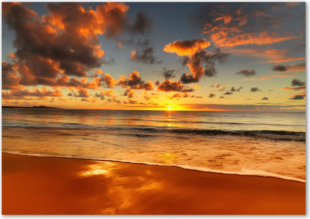 Tulup Glas-Bild - 100 x 70 - Wandbild aus Glas - Wandkunst - Wandbild hinter gehärtetem Sicherheitsglas - Landschaften - Sonnenuntergang - Orange