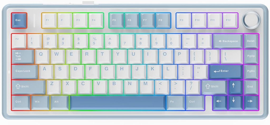 75% Mechanische Gaming-Tastatur F75 Hot-Swap Gasket mit Fünf-Schicht-Polsterung, Bluetooth/2,4G/Wireless/USB-C, RGB, kompakt, langlebiger Akku