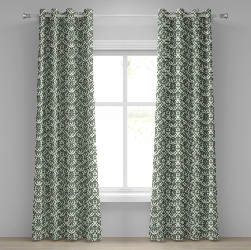 Rideau à œillets géométrique ABAKUHAUS Vert Sauge Pâle 280 x 175 cm
