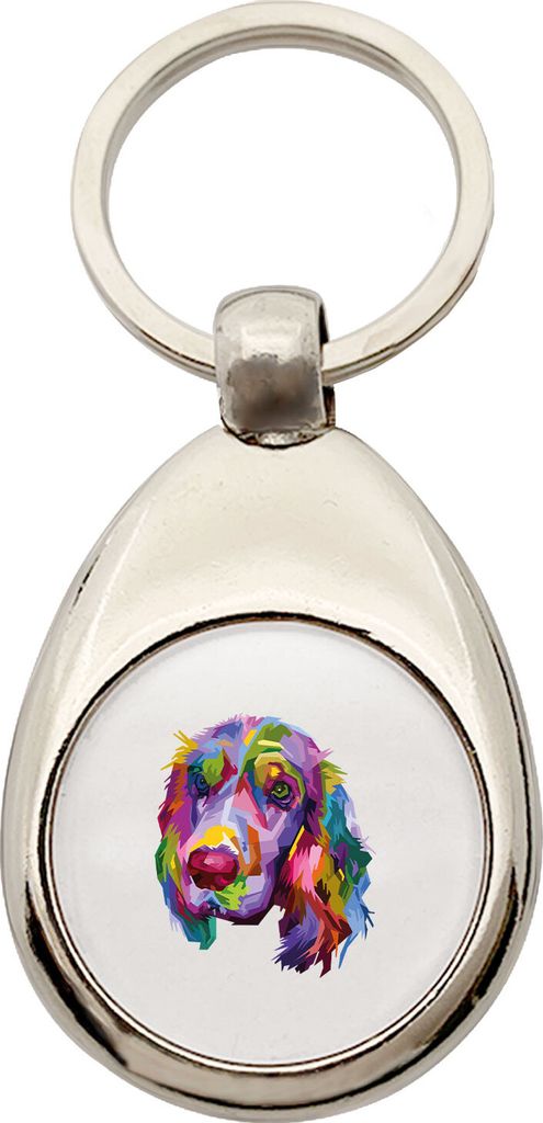 Huuraa Schlüsselanhänger Cocker Spaniel Colorful Metall Schlüsselring Einkaufswagenchip Geschenkidee