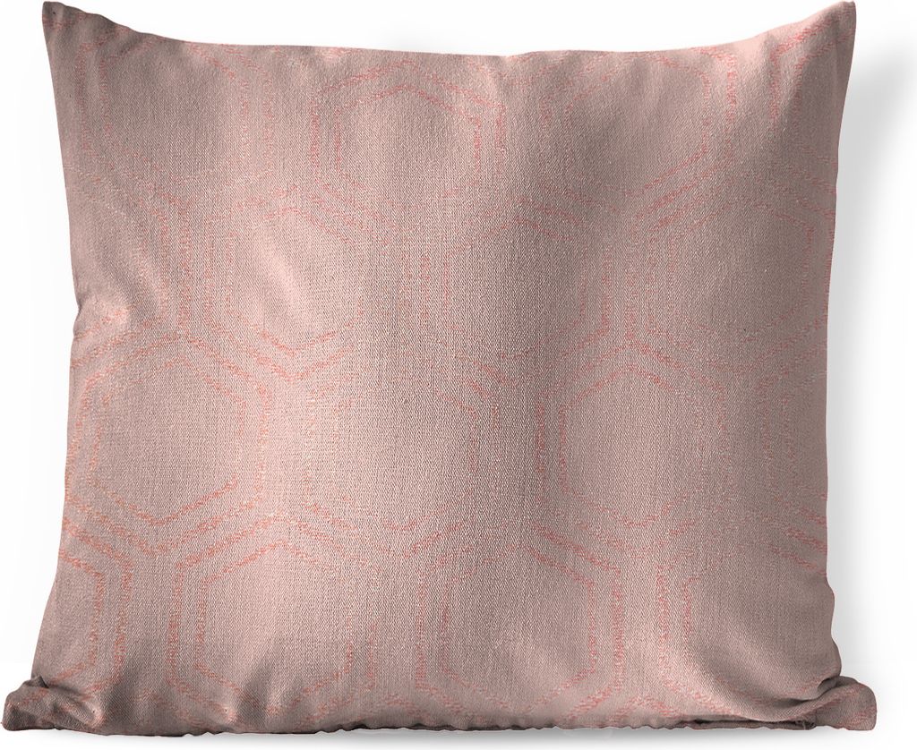 MuchoWow Zierkissen Sofakissen Wohnzimmer Dekokissen 60x60 cm Rosa - Muster - Sechseck - Sitzfläche - Foto Polster