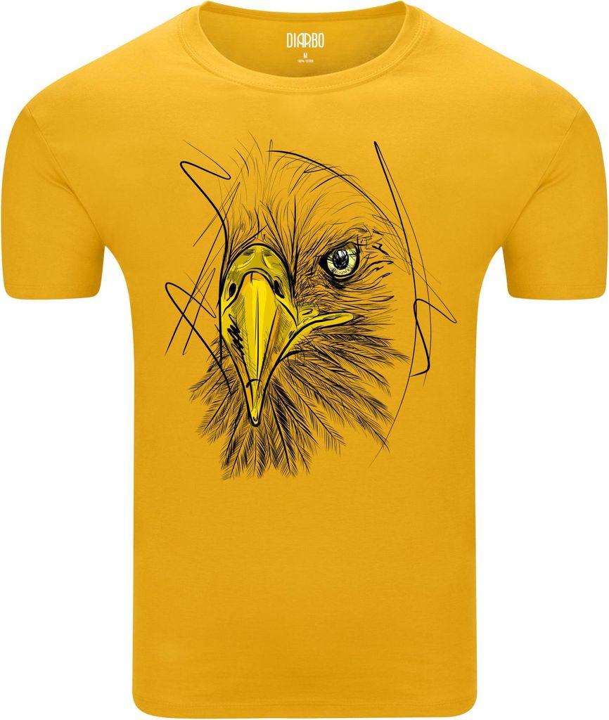 Diarbo Herren T-Shirt mit Tierliebhaber Druck Weißkopfseeadlers-Skizze Gelb Gr.M