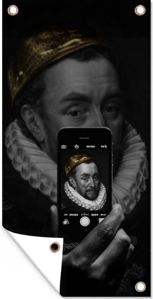 MuchoWow 80x160 cm Outdoor-Poster Gartendeko Sichtschutz Garten Poster für den Garten Wilhelm von Oranien - Gemälde - Selfie
