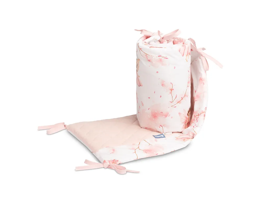 Protection de lit bébé 60x120 en mousseline de coton motif fées rose