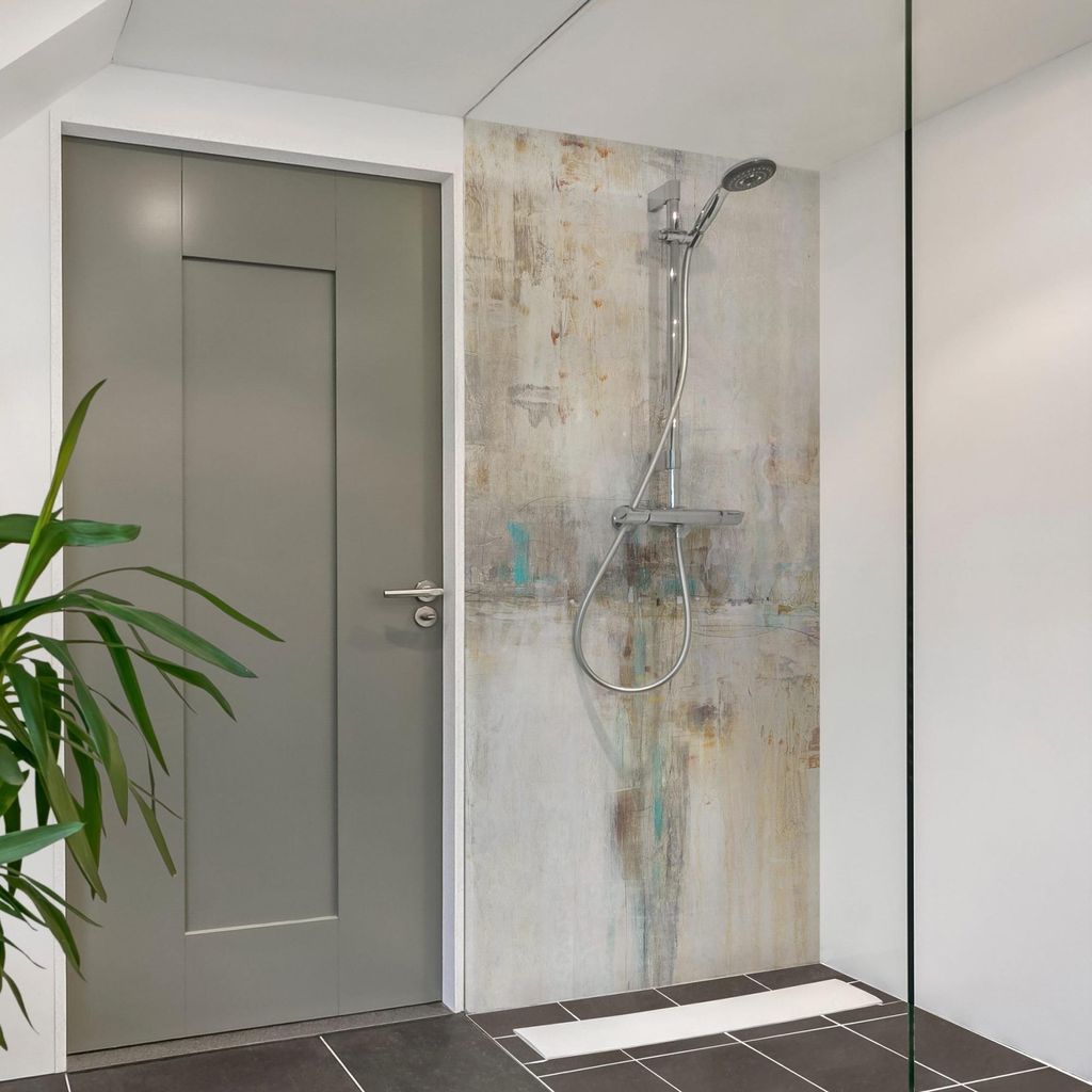 Duschrückwand originell selbstklebend - 0.35 mm Wandpaneel wasserfest Design grau Abstrakt Badrückwand fugenlos Smart matt 90x200 cm