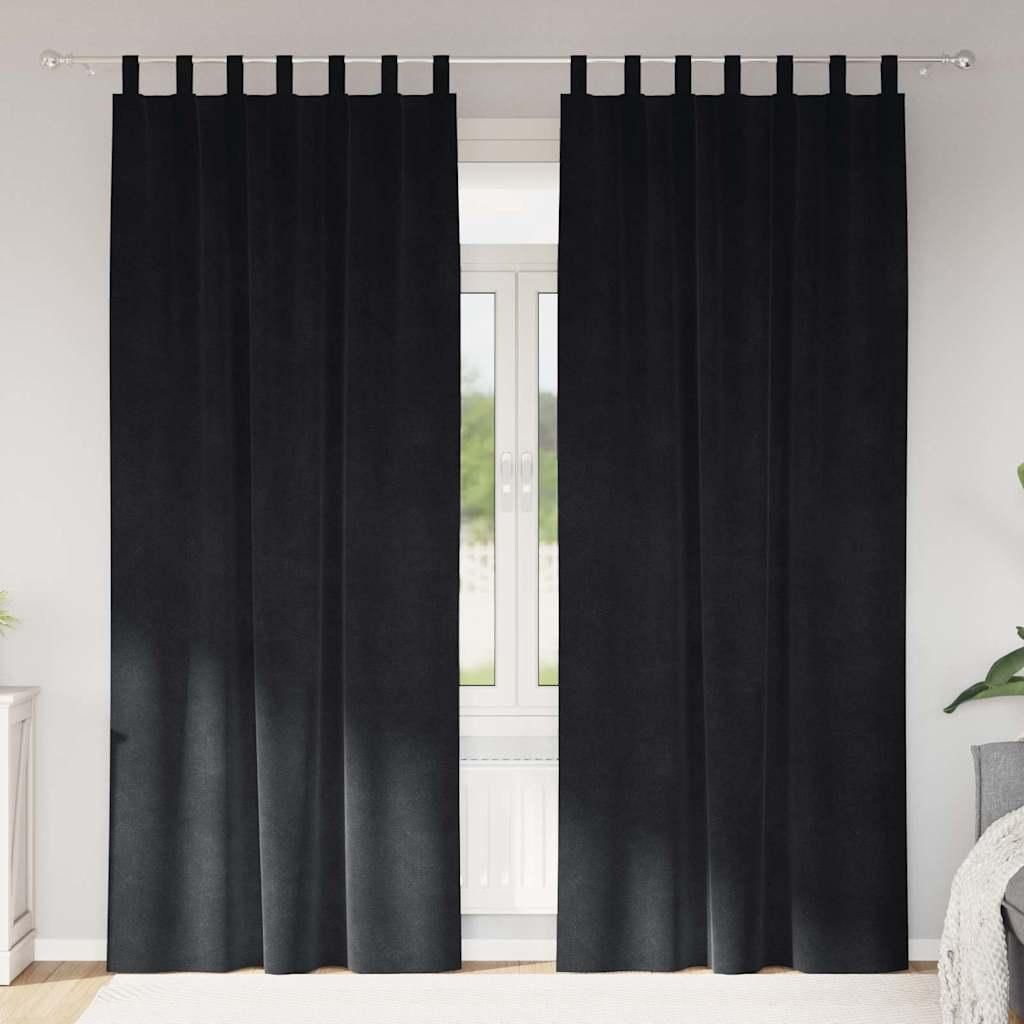 2025 Moderne Vorhänge mit Vorhängen 2 pcs Schwarz 140 x 260 cm Samt - Gardinen & Vorhänge,Design 9743791 1parcel