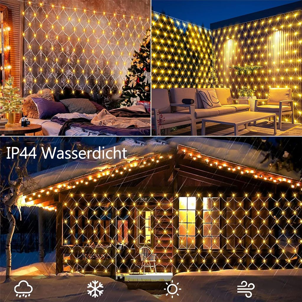ACXIN Solar LED Lichternetz 3x2m – 250 LEDs, 8 Leuchtmodi, IP44 Wasserfest, Mit Fernbedienung & Timer