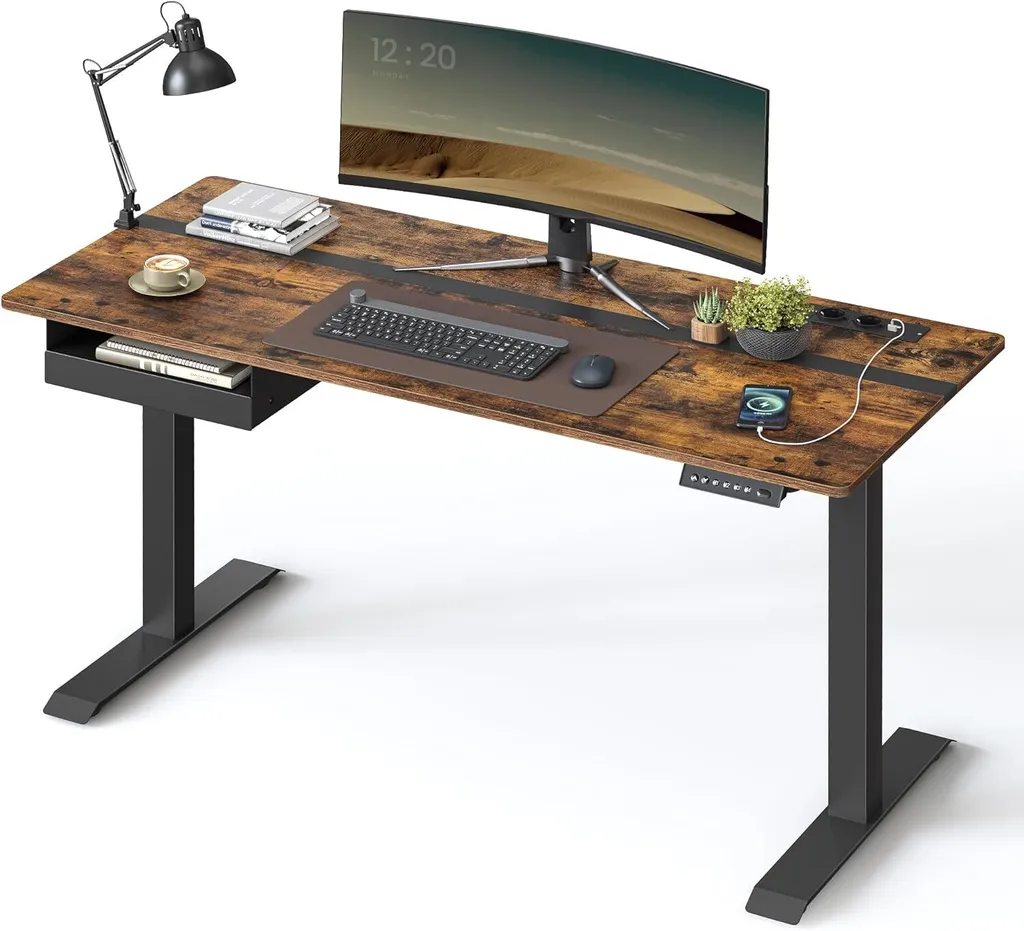 Bureau motorisé avec 4 mémoires de hauteur et plateau spacieux 140 cm