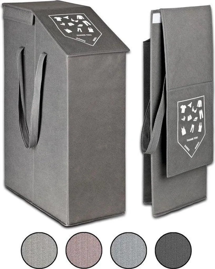 Bac à linge pliable gain de place 52 litres gris 20x45x60 cm robuste
