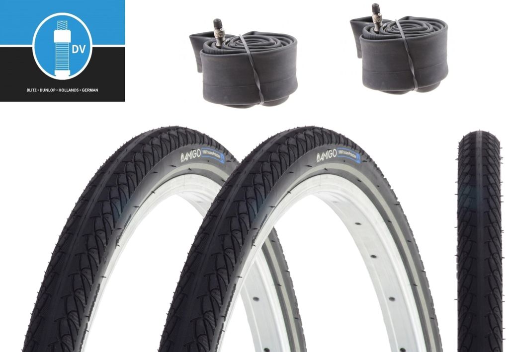 2 x Fahrradreifen 28 x 1,40 Zoll 37-622 (700-35c) mit Pannenschutz + Reflex inkl. 2 x DV Schlauch