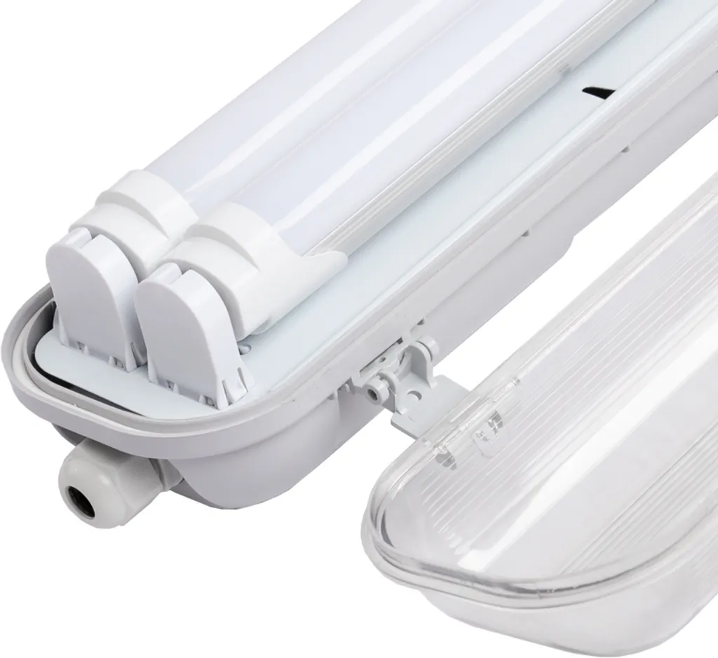 Éclairage LED Anti-Humidité IP65 pour Sous-sol 150cm 24W Double Tube Gris