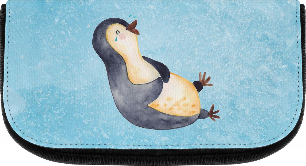 Mr. & Mrs. Panda Kosmetiktasche Pinguin Lachen - Eisblau - Geschenk, kulturtäschchen, Pinguine, Schminktäschchen, Schminktasche, Organizer, Humor...