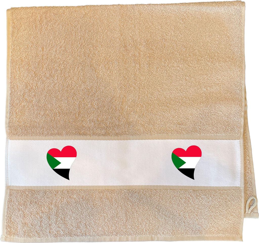 Huuraa Handtuch Sudan Flagge Herz 50x100cm Sand Baumwolle Handtuch Geschenkidee