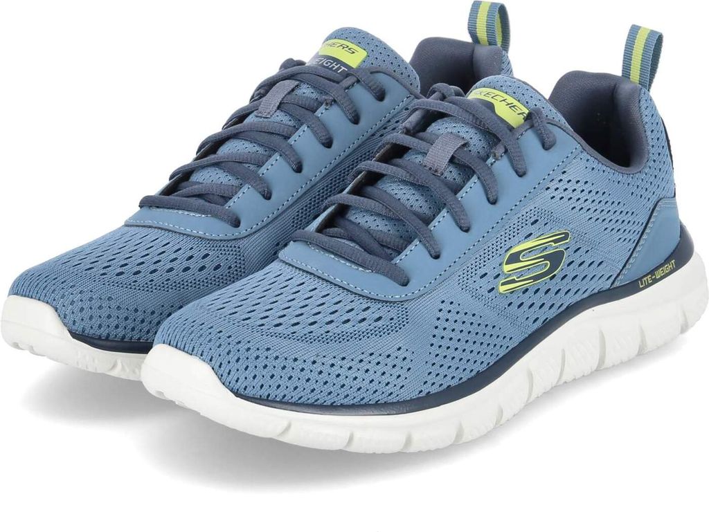 Skechers Herren Low Sneaker LESHUR Blau Gelb Textil & Produktbild 