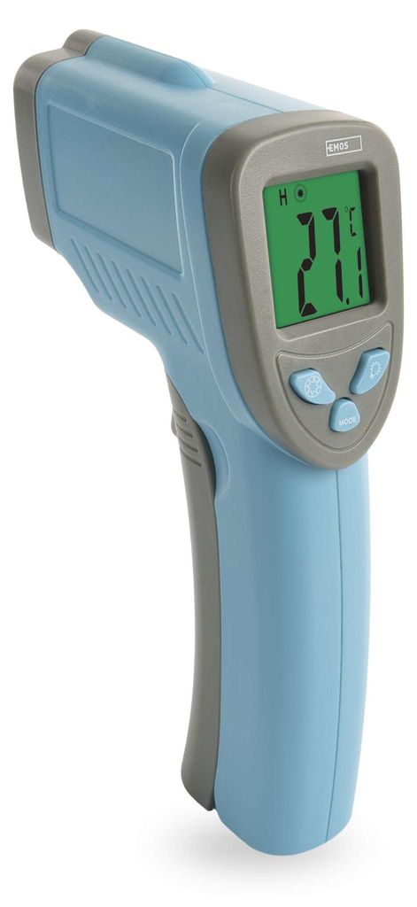 EMOS Infrarot-Digitalthermometer kontaktlos, Laser-Zielführung, kontinuierliche Messung, Memory, batteriebetrieben 2x 1,5V AAA, M0503N