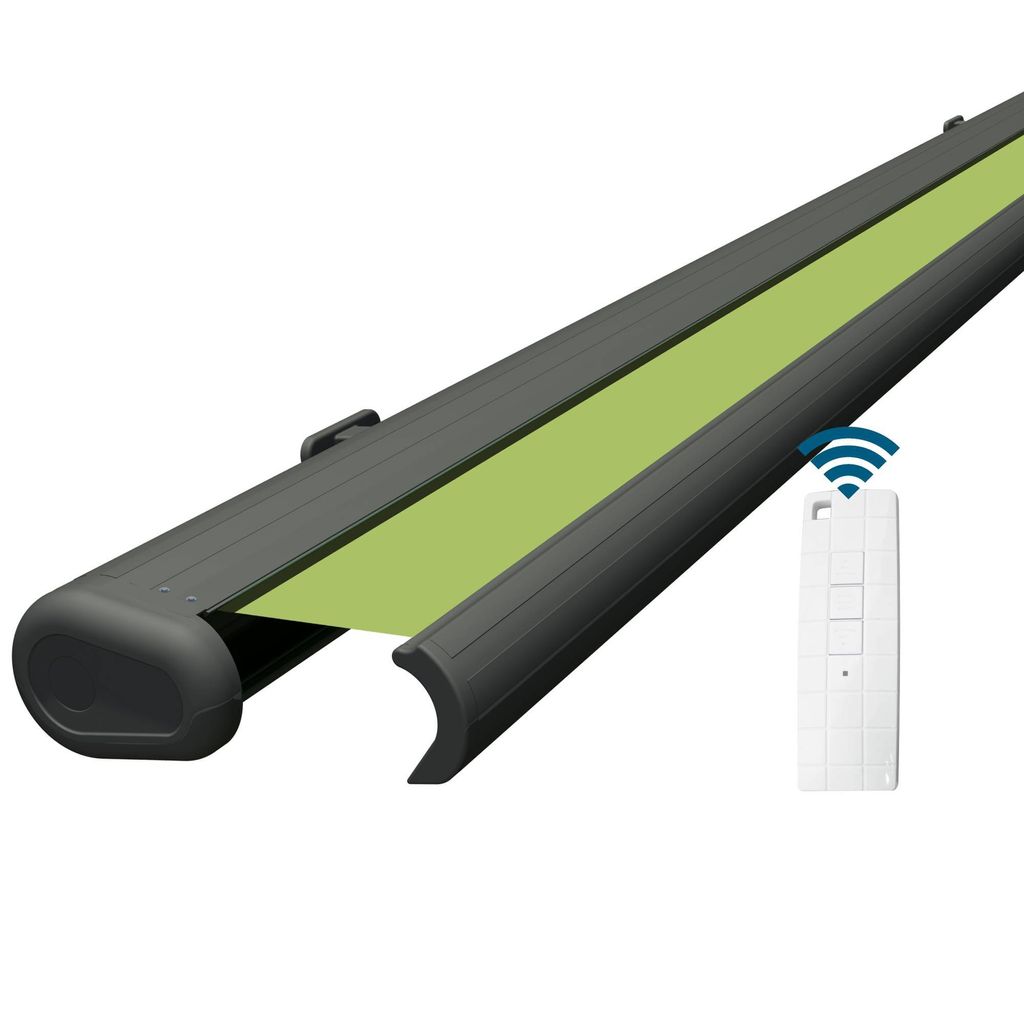 Eclipse Premium elektrische Vollkassettenmarkise Grau 4,5x3 m Tuch: Apfel