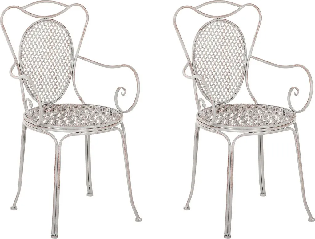 Chaise de Jardin Résistante aux Intempéries Grise Shabby Chic (Lot x2)