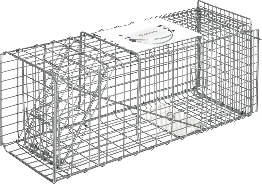Cage de capture pliable en métal argenté 66 cm pour jardin et extérieur