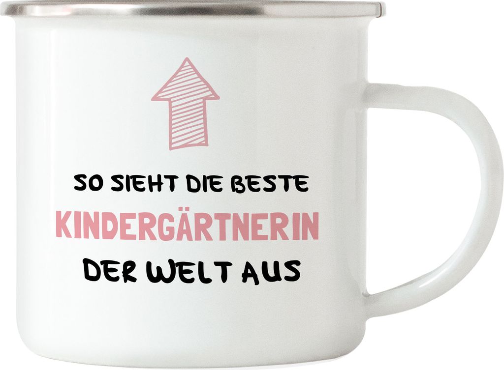 So Sieht Die Beste Kindergärtnerin Aus Emaille Tasse Kindergarten Dankeschön & Abschiedsgeschenk Kita