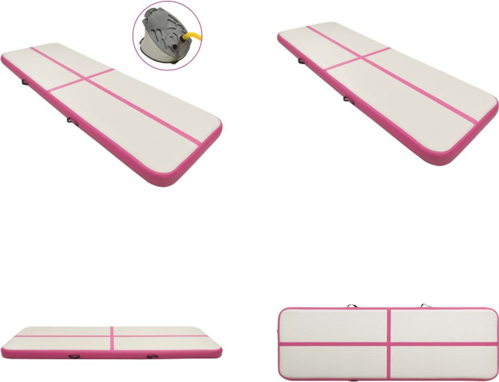 vidaXL Aufblasbare Gymnastikmatte mit Pumpe 400x100x20 cm PVC Rosa - Gymnastikmatte - Gymnastikmatten - Gymnastik Yoga Matte - Gymnastik Yoga Matten