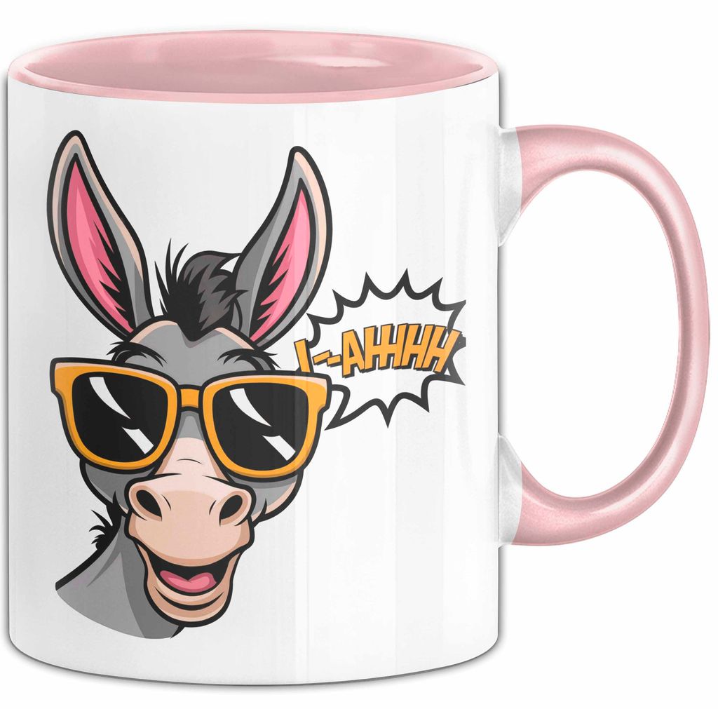 Esel Sonnenbrille Tasse Geschenk Lustige Geschenkidee Spruch (Rosa)