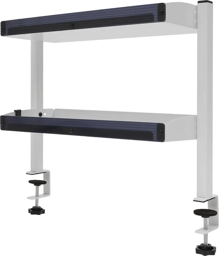Organiseur de bureau à 2 niveaux blanc en fer pour plateau de 4,3 cm