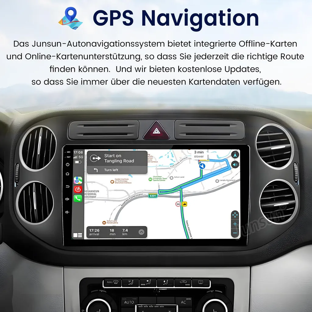 Autoradio Android 13 per VW Tiguan 2007-2016 CarPlay Android Auto GPS - 15