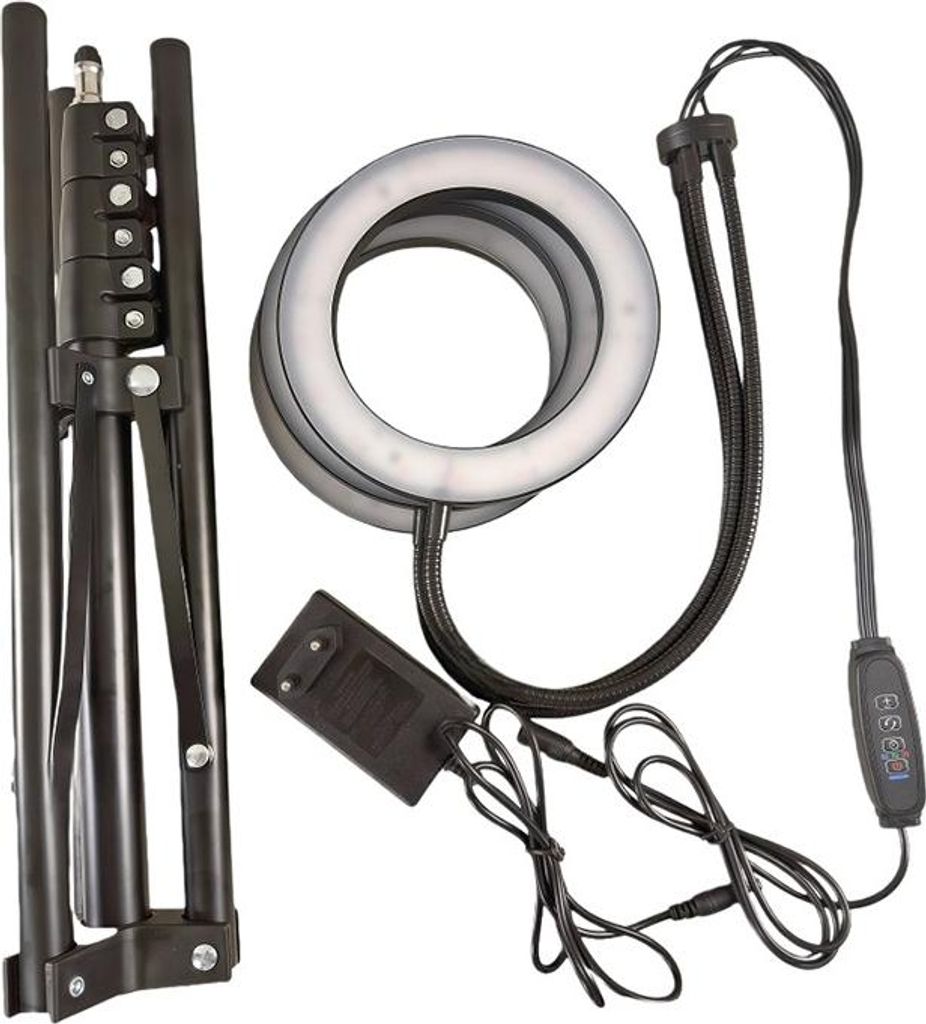 INF Doppelkopf 15cm Pflanzenlampe mit Stativ (Weiß + Warmes Licht, EU Stecker)