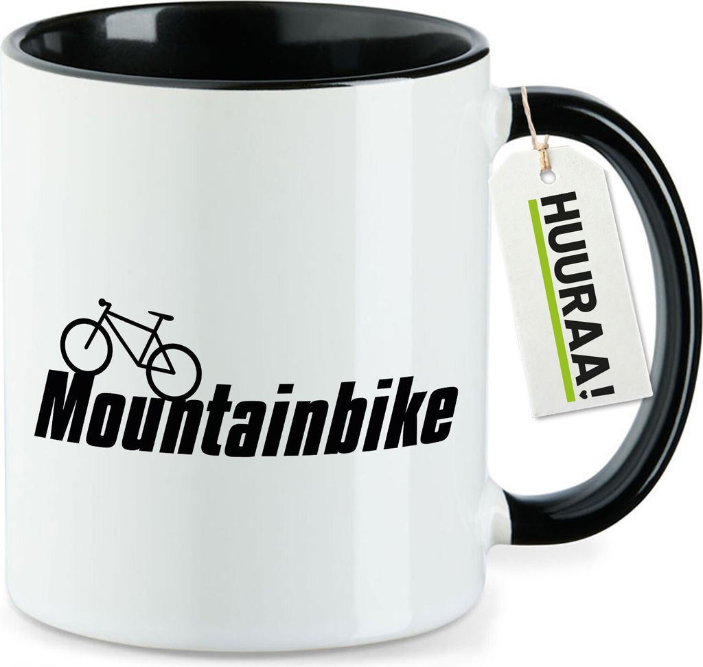 Huuraa Kaffeetasse Mountain Bike Fahrrad 330ml Schwarz Keramik Kaffeebecher Geschenkidee