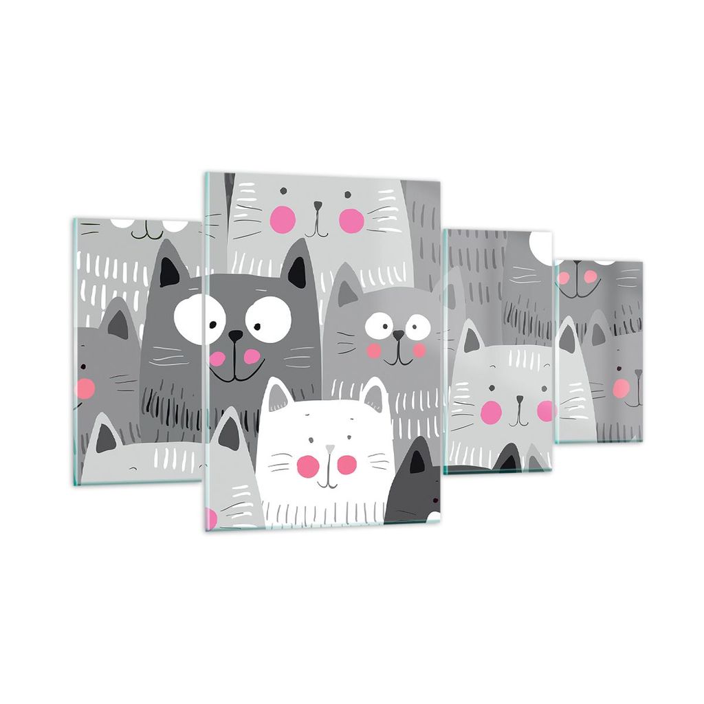 Bilder auf glas - Kittys Tiere Illustration - 160x90cm - Glasbilder - Wandbilder - Kunstdruck - zum Aufhängen bereit - Wanddekoration aus Glas - G...