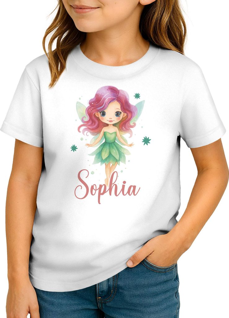 Kinder Mädchen T-Shirt mit Name personalisiert Aufdruck Fee Printshirt Geschenkidee Märchenfigur Illustration SpecialMe