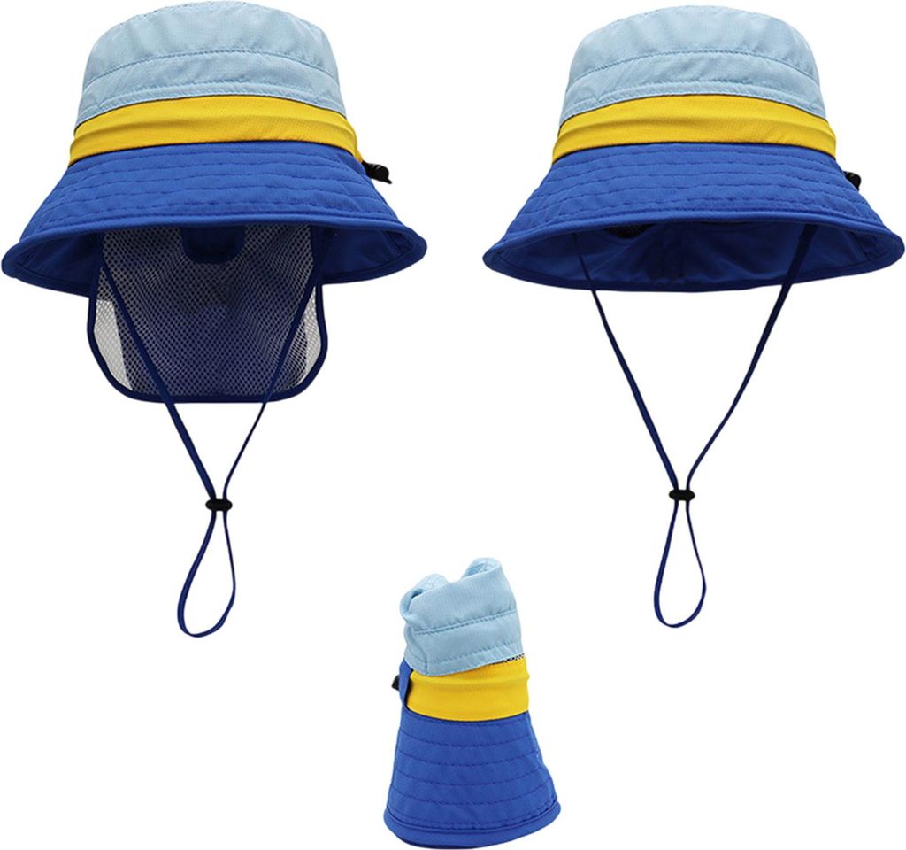 Baby Sonnenhut,UV-Schutz UPF 50+ Fischerhut für Mädchen Jungen, Blau, M(52-56cm)