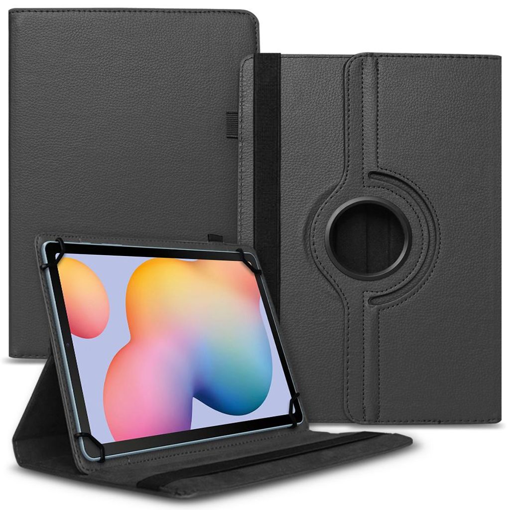 Tablet Tasche Samsung Galaxy Tab S11 S10 S9 S8 S7 FE Hülle 11 Zoll 360 DrehbarFarbe Uni 360 Taschen:Schwarz