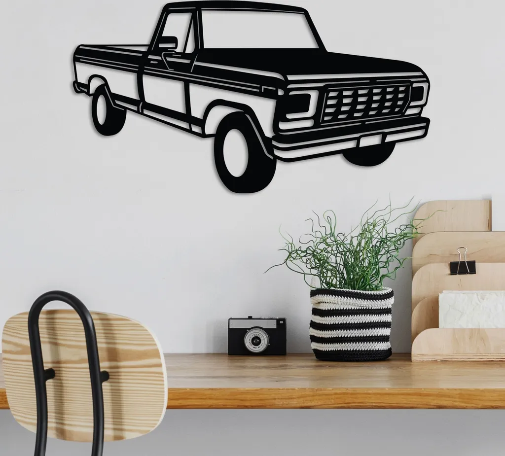 Décoration Murale Wallity Ford F-250 Ranger Pickup en Métal Noir 60x33cm