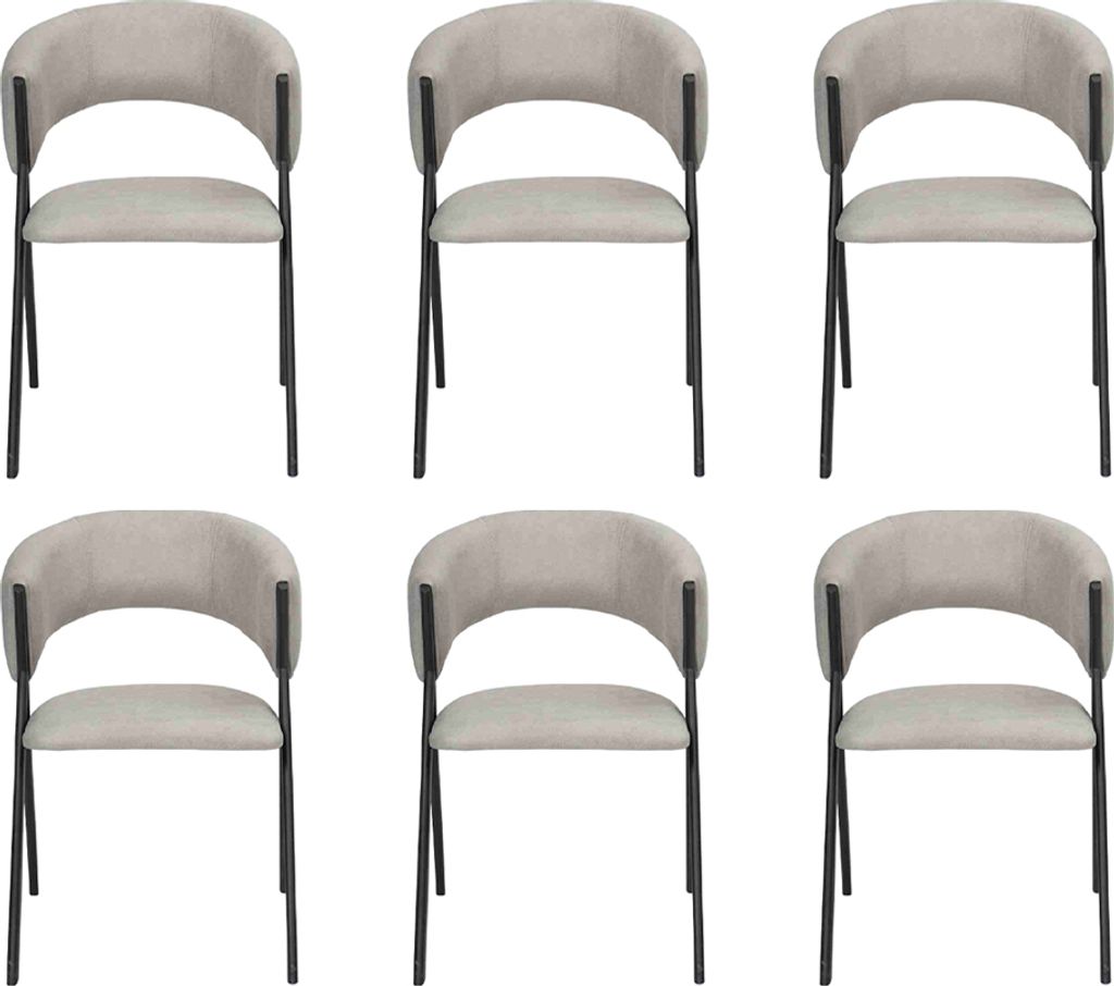 Esszimmer Grau Textil Gruppe Set 4x Sessel Stuhl Design Stoff Polster Stühle