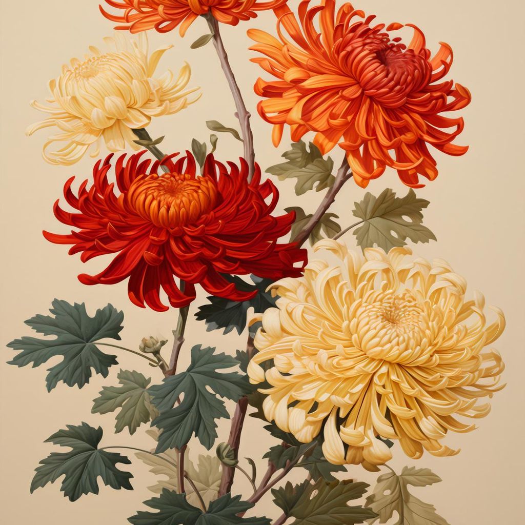 Plakat 50x50cm Tanzende Chrysanthemen