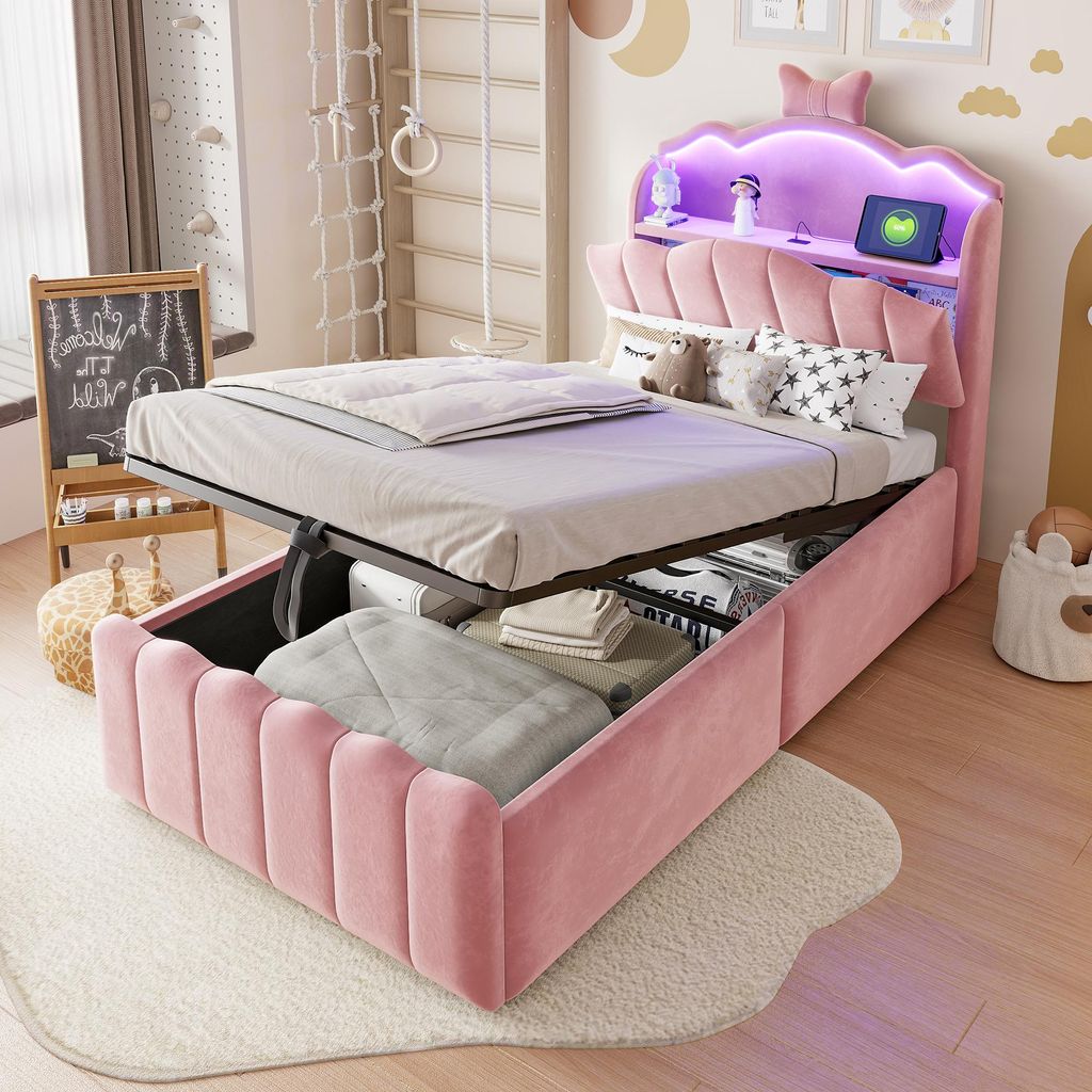 Flieks Polsterbett 90x200cm mit Ladefunktion, Kinderbett Produktbild 
