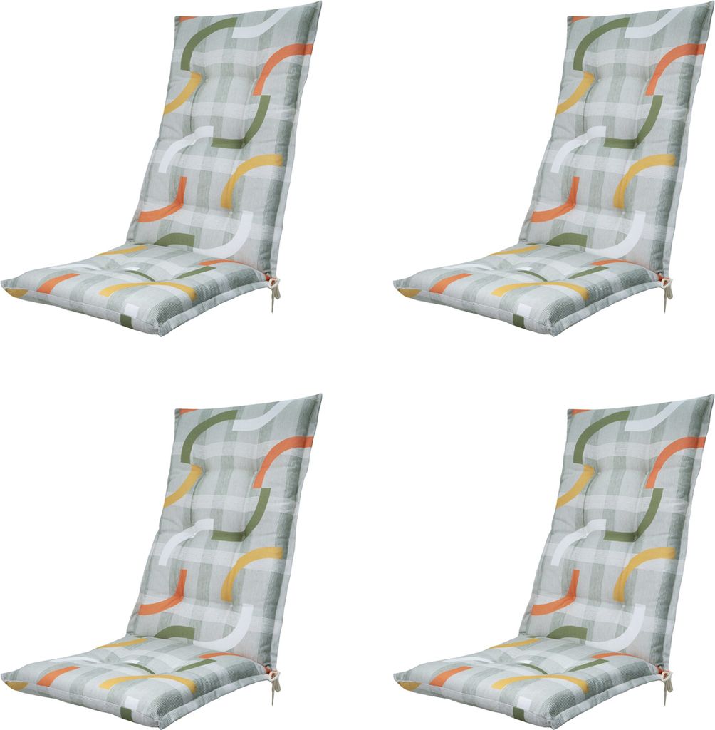Madison - Gartenstuhlauflage High Back Tess orange - Ca. 123x50 cm - 4er-Set