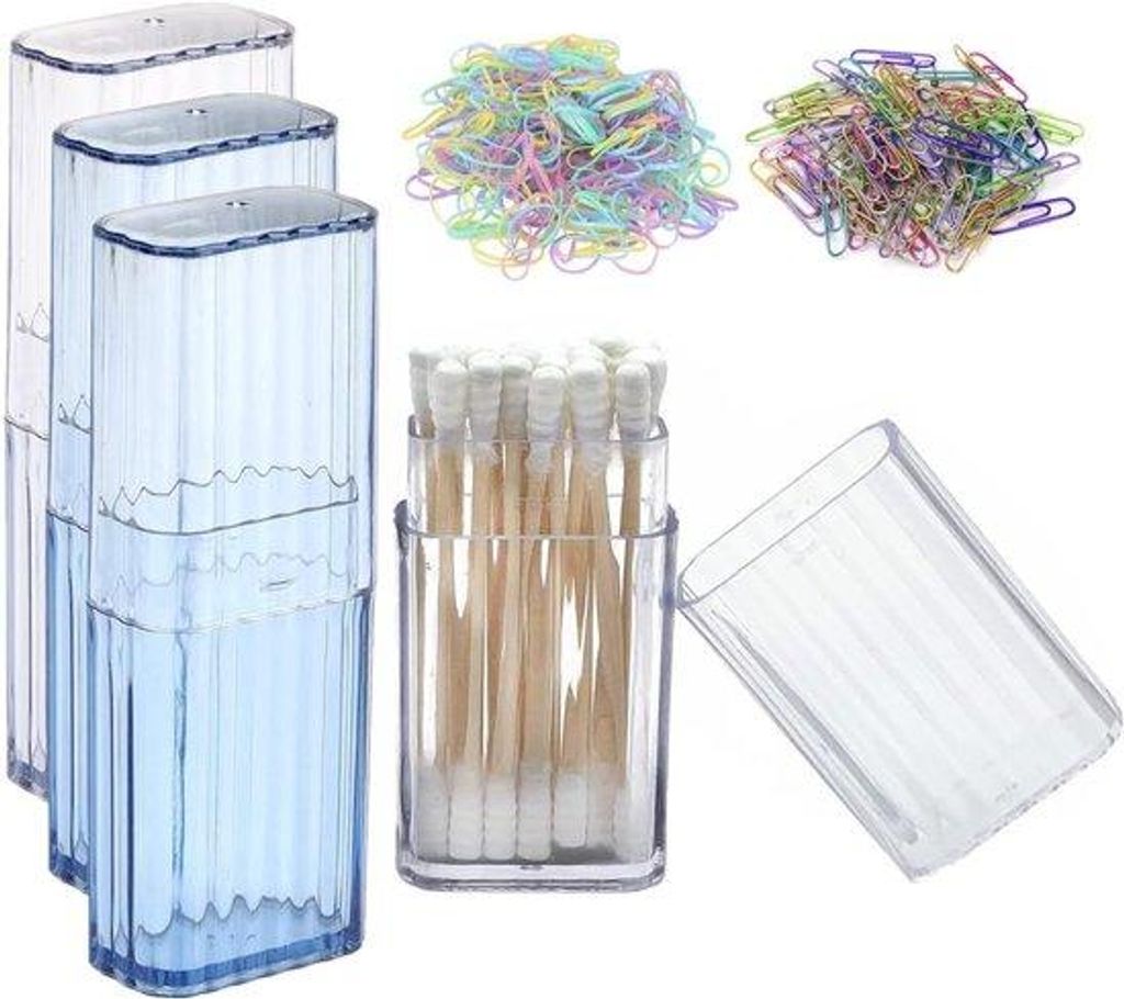 Draagbare wattenstaafhouder set - 4 Stück - transparent - Reisekoffer