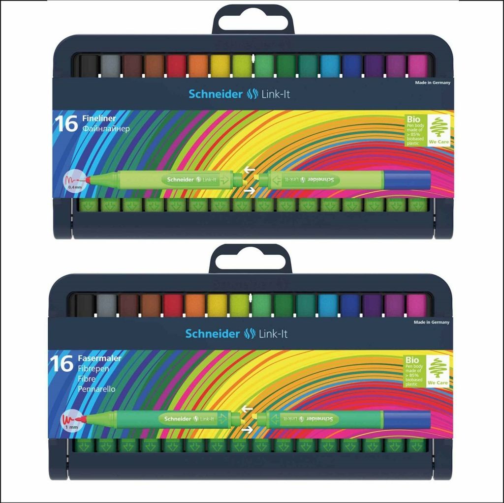 Schneider Link it Set 16 Fasermaler und 16 Fineliner
