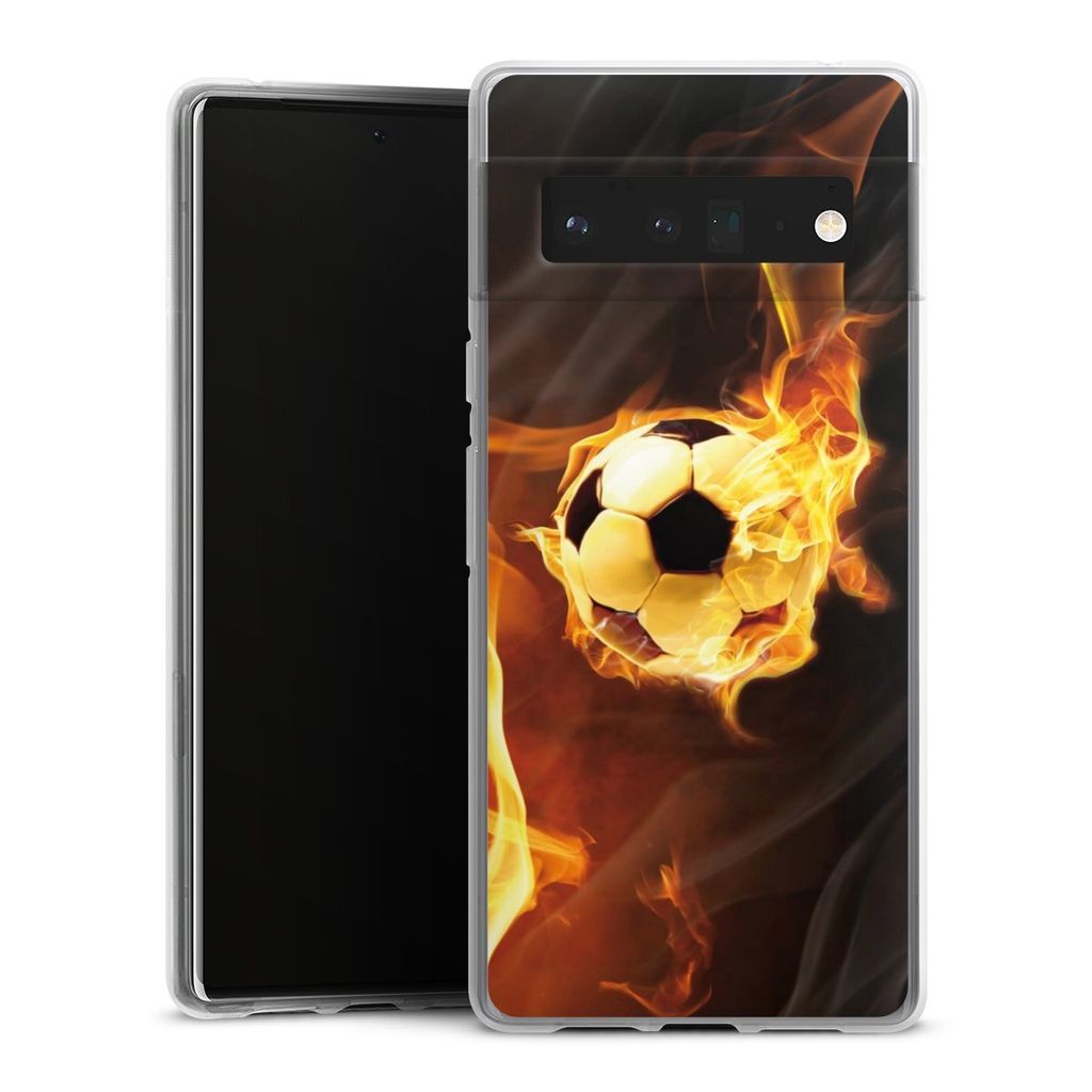 DeinDesign Handyhülle für Google Pixel 6 Pro Silikon Hülle Case Smartphone Schutzhülle Ball Feuer Fußball