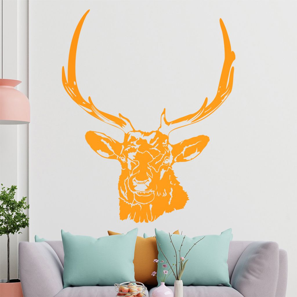 KIWISTAR Hirsch Motiv 3 Geweihträger Wandtattoo in 6 Größen - Wandaufkleber Wall Sticker - Dekoration, Küche, Wohnzimmer, Schlafzimmer, Badezimmer