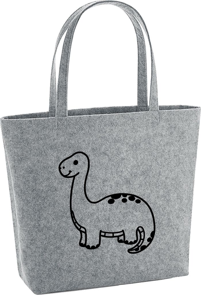 Huuraa Filzshopper Brontosaurus Dinosaurier 22 Liter Grey Melange Filztasche Geschenkidee